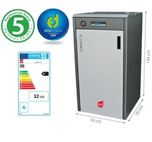 Kocioł na pelet RED Compact 35 (8,1-32,0 kW) CO+CWU z pompą elektroniczą