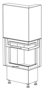 Wkład Kominkowy Corner VD gilotyna 650/500 BS/380 Prawy - Kobok